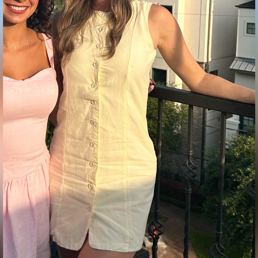 Sincerely Jules Cream Button-Down Midi Dress